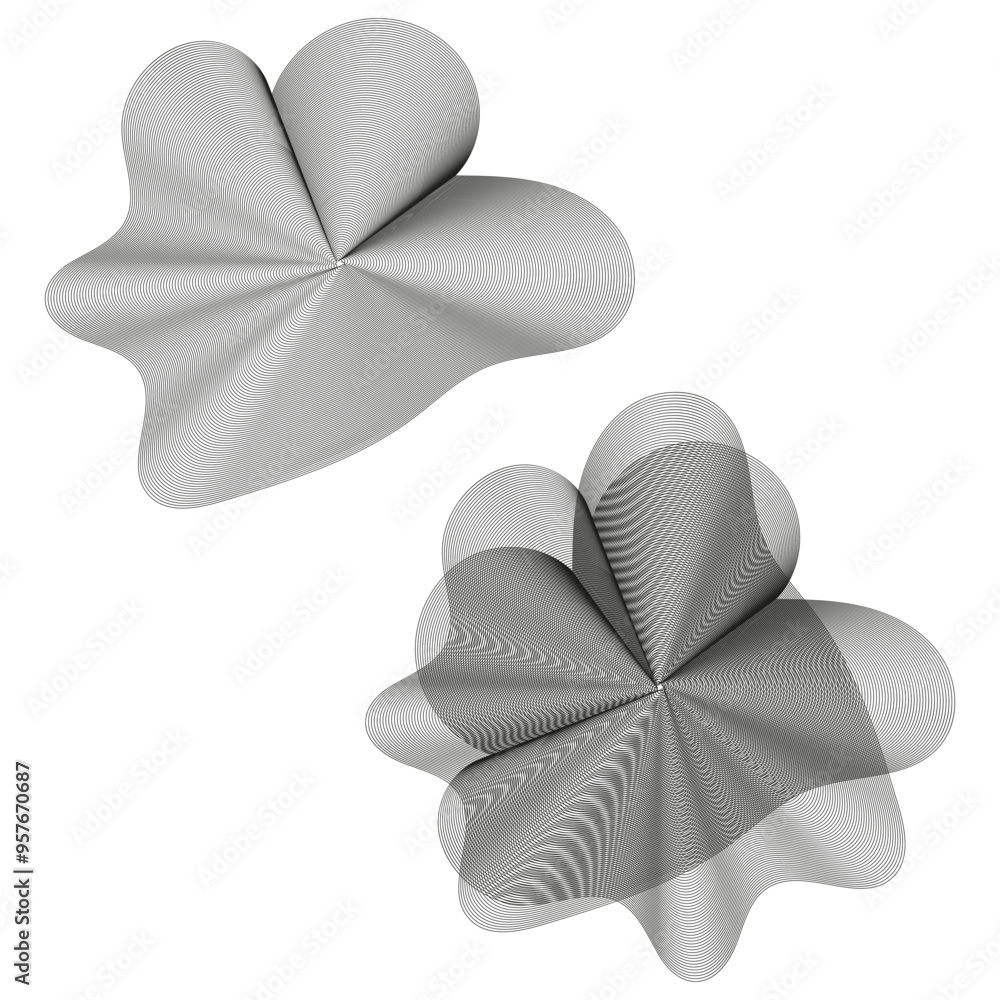 Aufkleber abstract geometric shapes. fine line patterns. 3d optical illusion. vector futuristic forms.