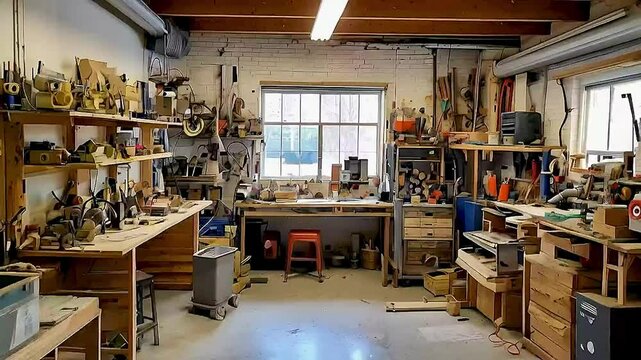 a workshop with tools