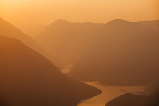 Misty sunset