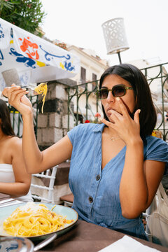 Eating Pasta in Mediterranean