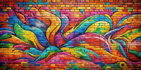 Fototapeta premium Colorful graffiti painting on a brick wall background