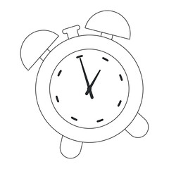 Outlined alarm clock in simple black and white Vector