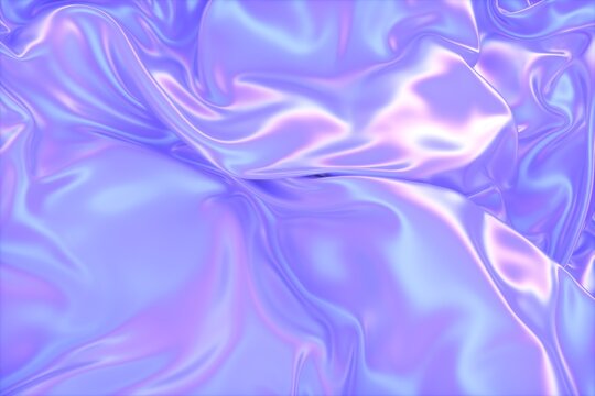 Iridescent and holographic abstract 3d fabric. Shiny rainbow color.