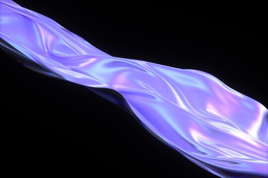 Iridescent and holographic abstract 3d fabric. Shiny rainbow color.