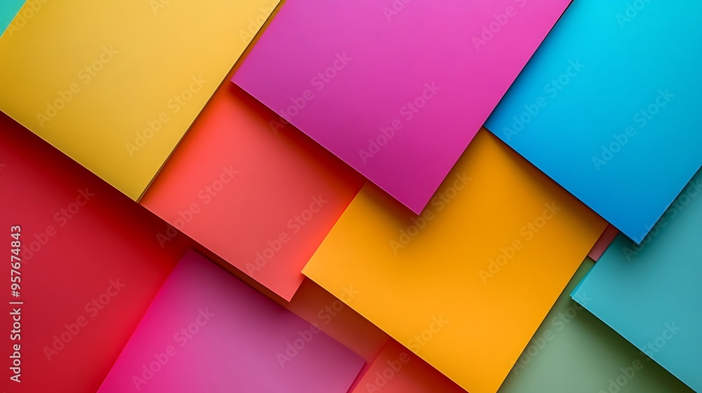 Poster abstract colorful geometric pattern of overlapping paper squares