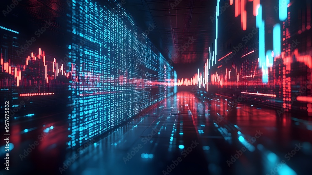Poster digital display of rapidly falling interest rates representing global financial changes