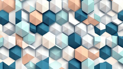 Obraz premium 3D hexagonal tessellation, abstract geometric pattern, side view, seamless design, advanced tone, analogous color scheme