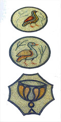 Medieval mosaic tiles of a bird