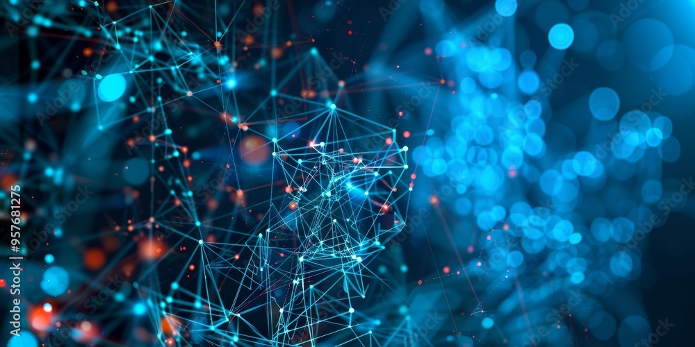 Poster Abstract background of machine learning algorithms processing data with digital technology concept