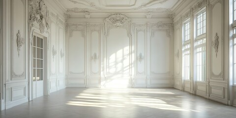 Elegant White Room with Ornate Molding