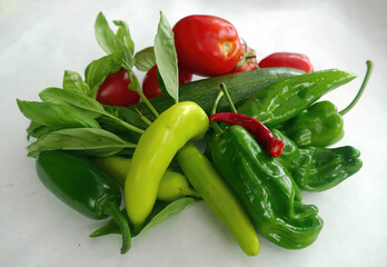 Fresh tomatoes and peppers from garden