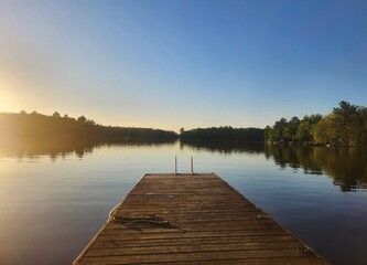 Muskoka dock at sunset