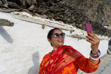 A Nepalese woman in colorful dress