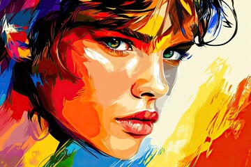 Comic-Style Abstract Portrait with Bold Colors