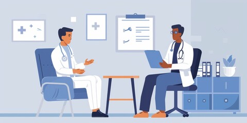 A doctor discussing treatment options with a patient covered by comprehensive health insurance, focusing on care access