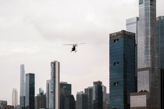 Marine Helicopters Over New York Skyline