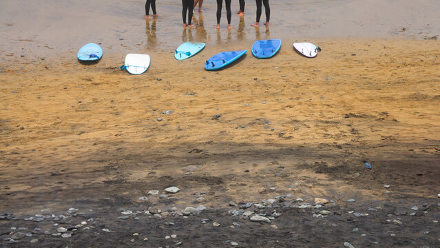 Surfers at Las Canteras Beach 