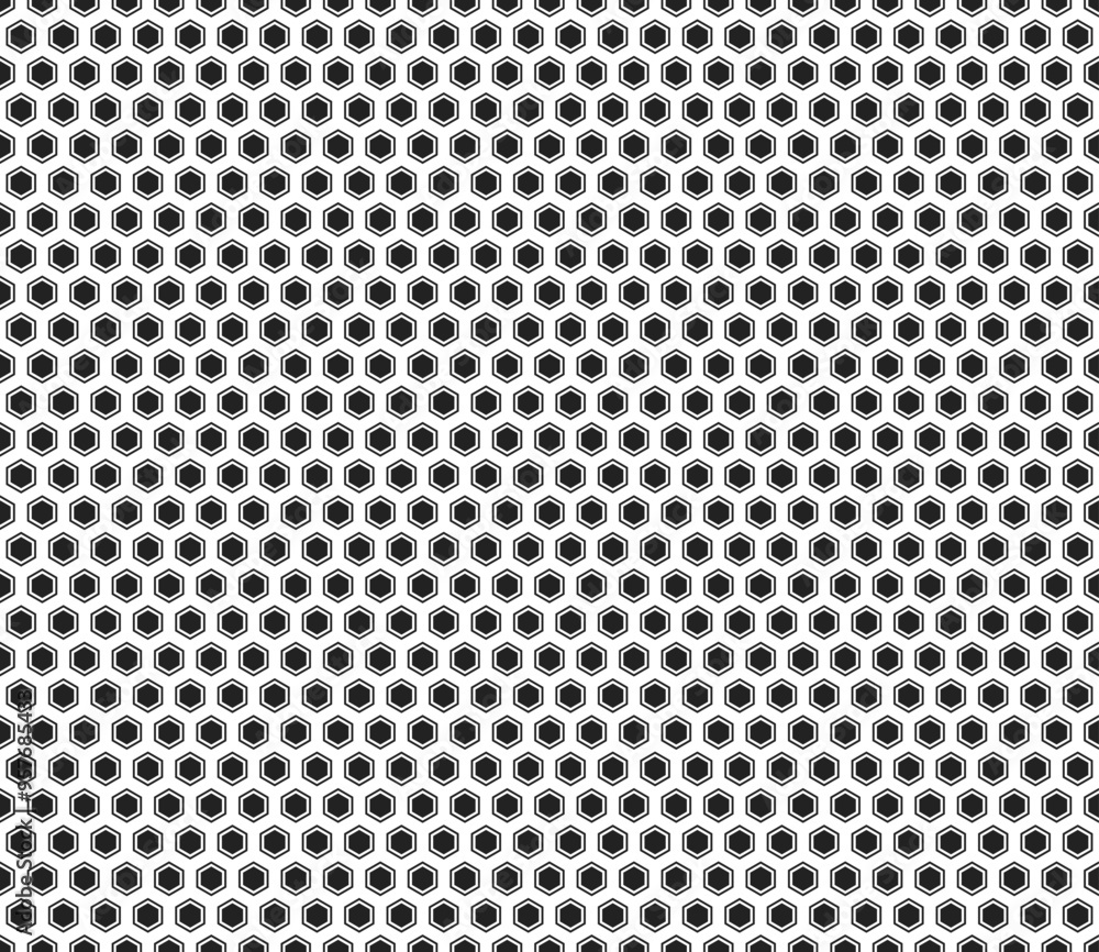 Poster mosaic hexagon shapes background. hexagon bold mosaic cell with padding and inner solid cells. seaml