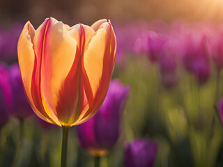 yellow and purple tulips