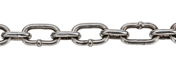 close up view  of and old chain , Isolated on white background 