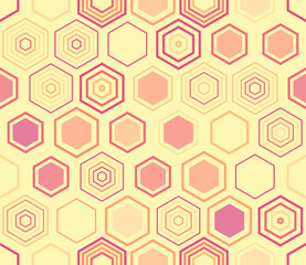 Mosaic background featuring geometric shapes of varied styles and colors. Large hexagon shapes in a tileable, seamless pattern. Awesome vector illustration.