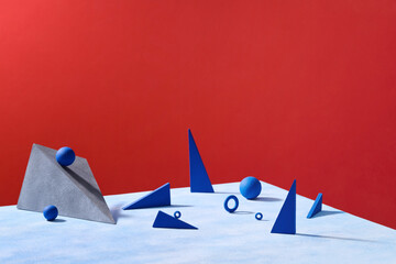 Abstract Geometric Shapes On Red and Blue Background