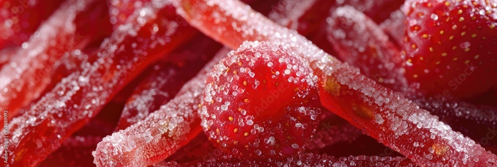 Poster Candy Sticks with Sugar Coating in Strawberry and Grape Varieties