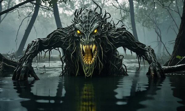 Low water creature chasing victim