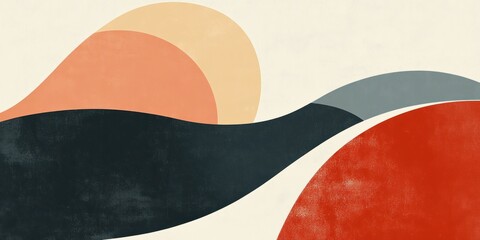 Abstract Art with Curved Shapes and Earthy Colors