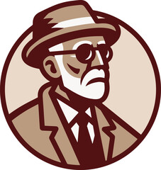 Old Man Logo Retro Design