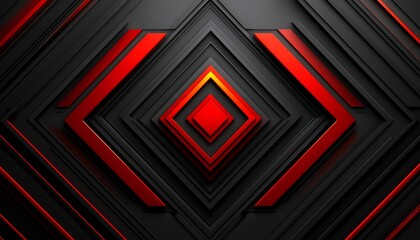 Fototapeta premium Abstract 3D Geometric Design with Red and Black Shapes