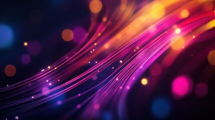 Obraz premium Vibrant abstract background featuring colorful waves and luminous bokeh, perfect for digital projects and design needs.