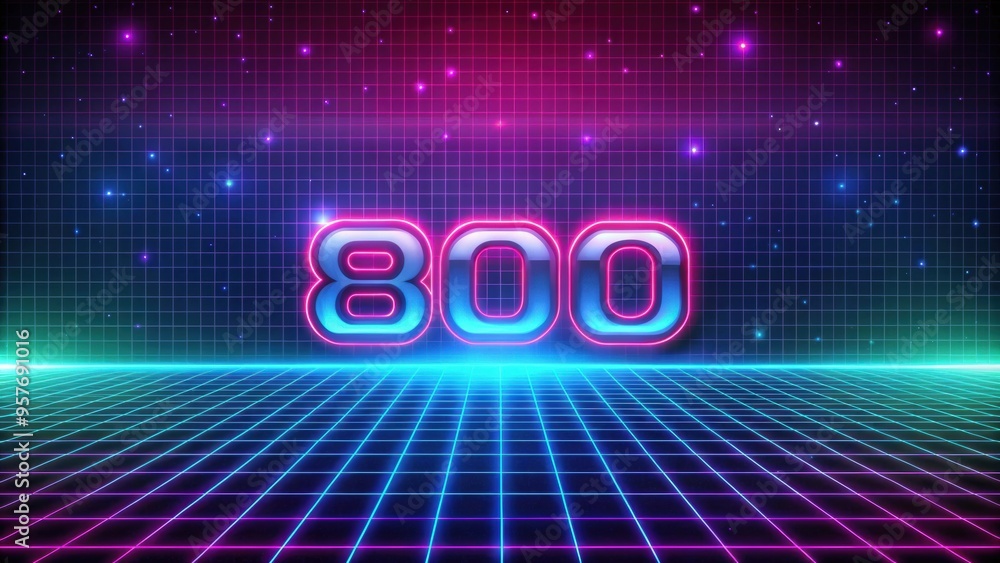 Canvas Prints 80s style background with neon grid and glowing lights, 80s, background, grid, neon, light, glow, ef