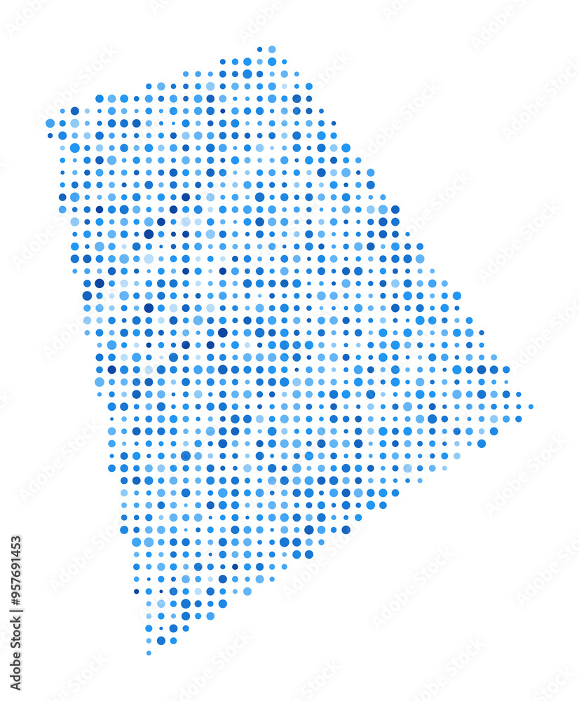 Poster rhode island dot map. us state digital style shape. rhode island vector image. us state shape blue c