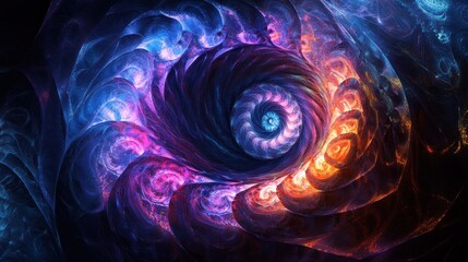 Abstract Swirling Nebula with Glowing Colors and Intricate Details