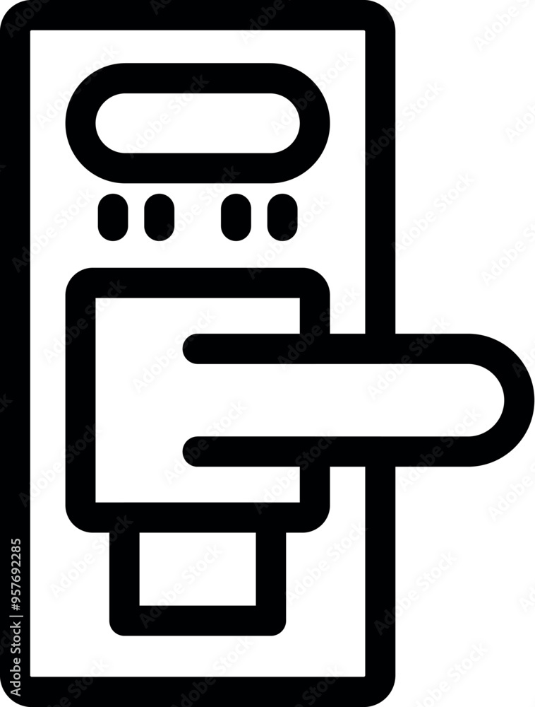 Poster simple vector icon of an intercom system with a hand pressing the button