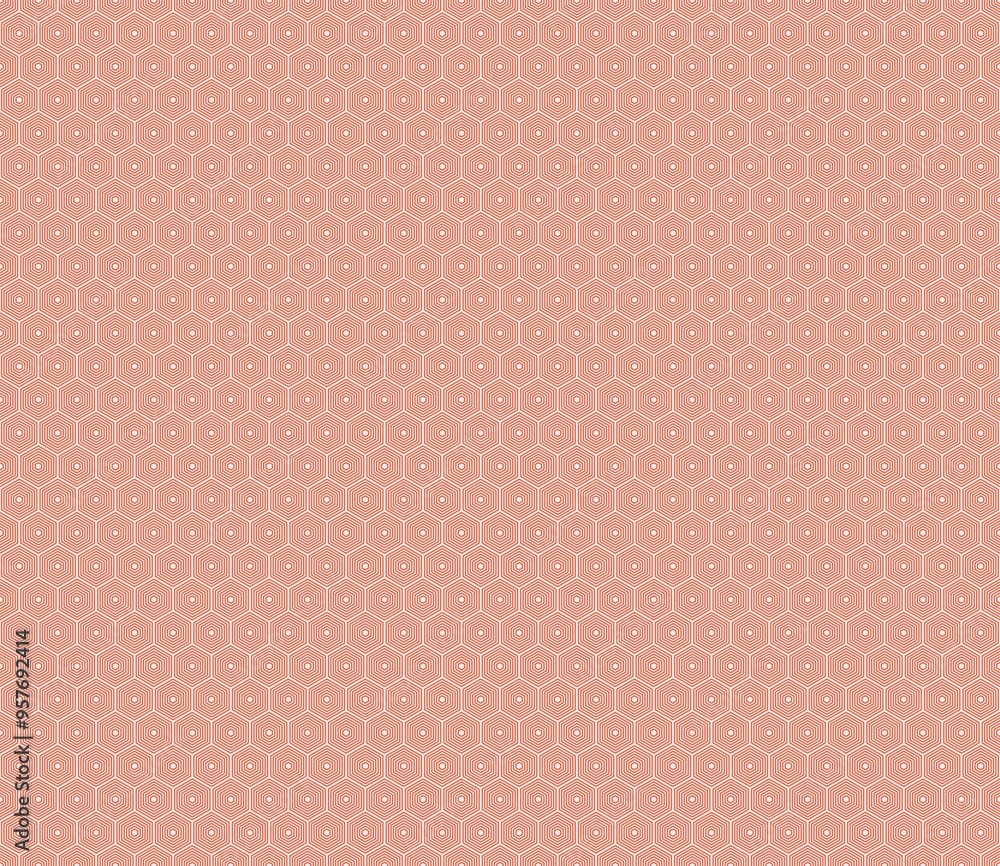 Poster hexagon pattern geometric design. pumpkin color on matching background. stacked hexagons mosaic patt