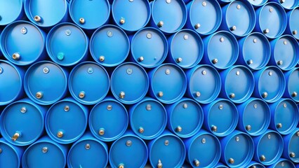 Pattern of stacked blue oil drums , stack, blue, plastic, oil, drums, pattern, design, industrial, storage, containers