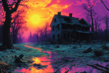 Haunted House at Sunset