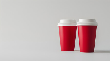 Red cup of coffee with a white cap ai generative