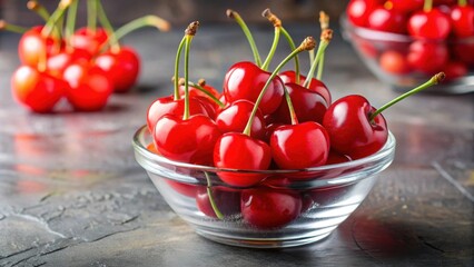 Sweet and vibrant maraschino cherries perfect for topping desserts or cocktails, red, fruit, syrup, jar, ingredients