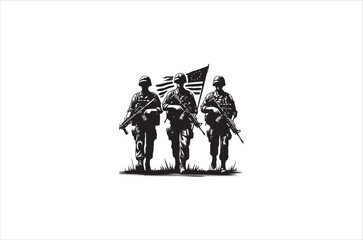 Silhouettes of Army Combat Soldiers, soldiers Vector bundle, Silhouette, Veteran Soldier vector. 