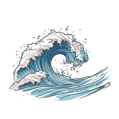 Sea waves sketch. Storm wave, vintage tide and ocean beach storms hand drawn vector illustration set