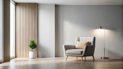 Fototapeta premium Modern interior with a stylish armchair , contemporary, design, living room, cozy, furniture, decor, luxury, comfortable