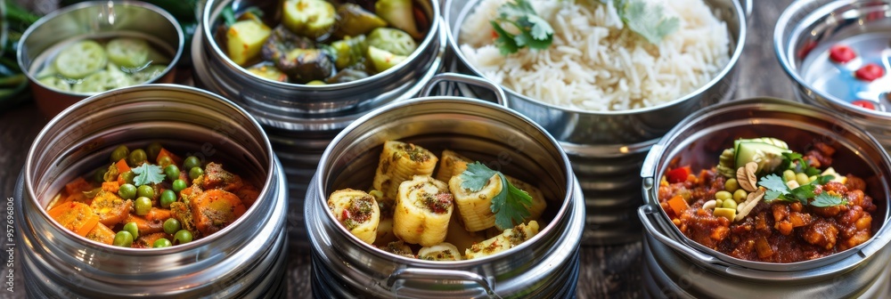 Poster portable container designed for transporting a meal or various snacks, commonly referred to as a lun