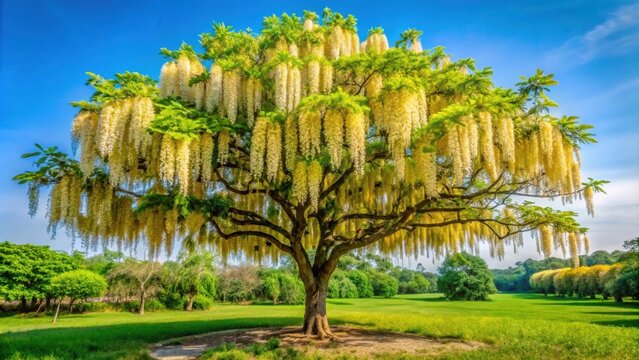 Beautiful KashFul flower tree in sariakandi, Bogura Bangladesh with delicate catkins blooming , KashFul, flower tree