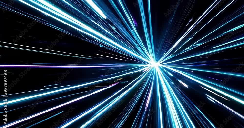 Wall mural high speed flying lines animation in seamless looping traffic. digital burst. electric move of dynam