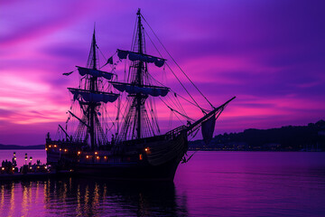 Adventure Awaits: Ornamental Pirate Ship Docked for Tours