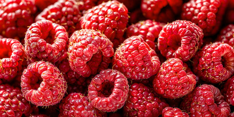 Fresh red raspberries background.