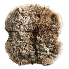 Obraz premium Top view of a fur rug isolated on a white transparent background